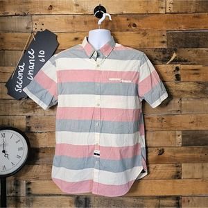 SALE-Cactus Man men's stripped button up collared shirt size large